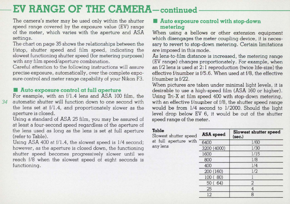 Backup mechanical release lever | Nikon F3 User Manual | Page 34 / 71