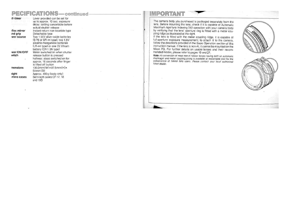 Ntrols in detail —continued, Lontrols in detail —continued | Nikon FG User Manual | Page 17 / 34