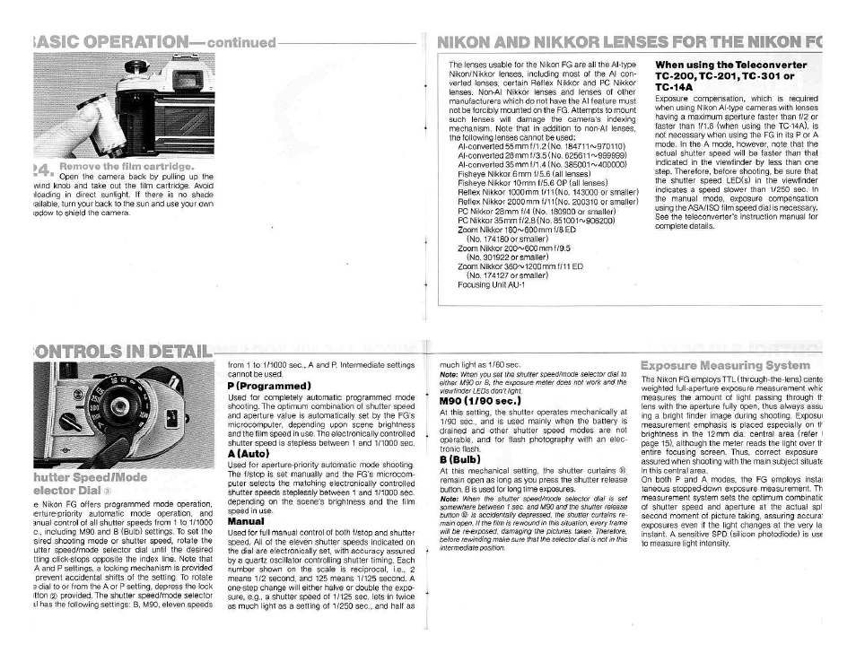 Check the battery powe, E mount the lens, 4q advance the film with the film advance lever i | Nikon FG User Manual | Page 6 / 34