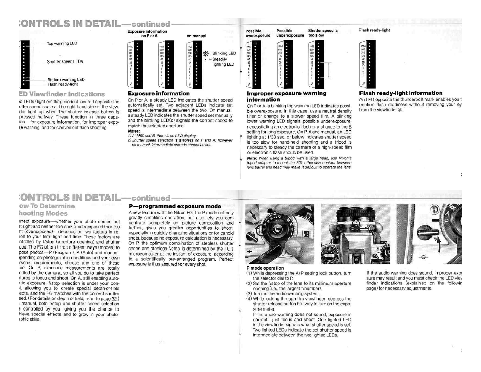 4 a take up the film slack, Le set the shutter speed/mode selector to p, I|fi set the lens f/stop to its | Asic operation —continued, Lasic operation —continued | Nikon FG User Manual | Page 7 / 34