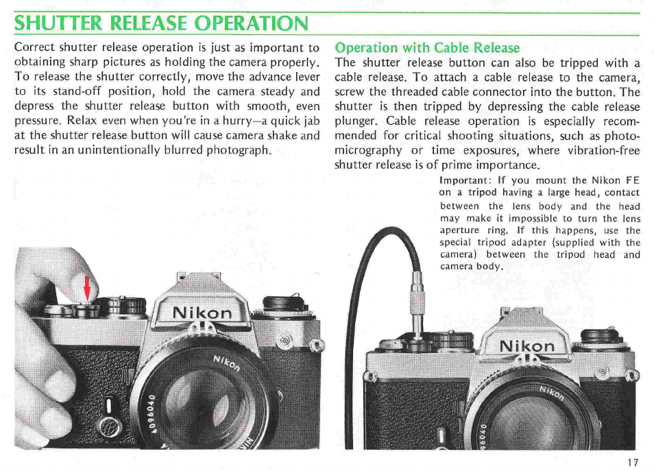 Holding the camera, Flolding the camera | Nikon fe User Manual | Page 17 / 49