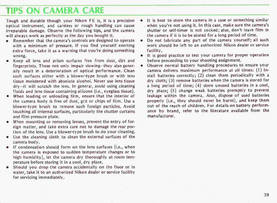 Flash synchronization-continued, Ready-light | Nikon fe User Manual | Page 39 / 49