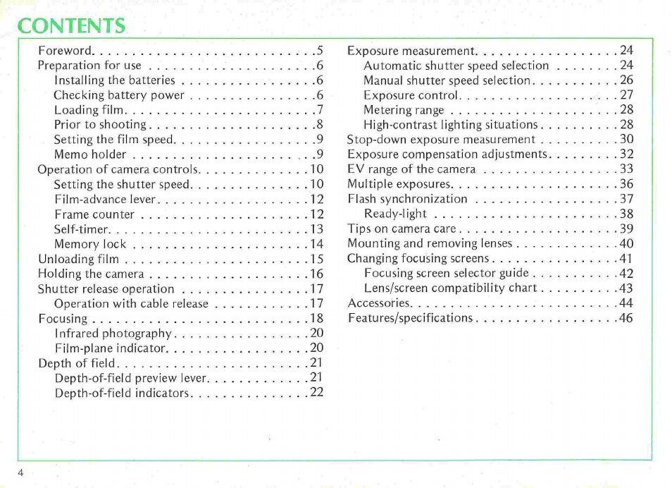 Nikon fe User Manual | Page 4 / 49