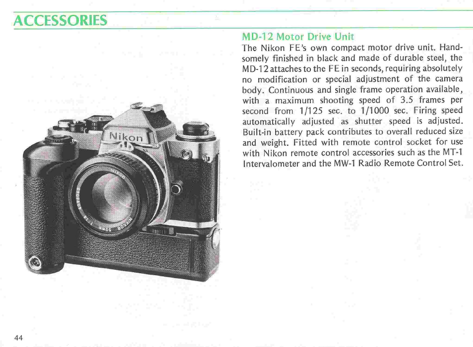 Lens/screen compatibility chart, Lens/screen selection, Exposure metering method | Nikon fe User Manual | Page 44 / 49