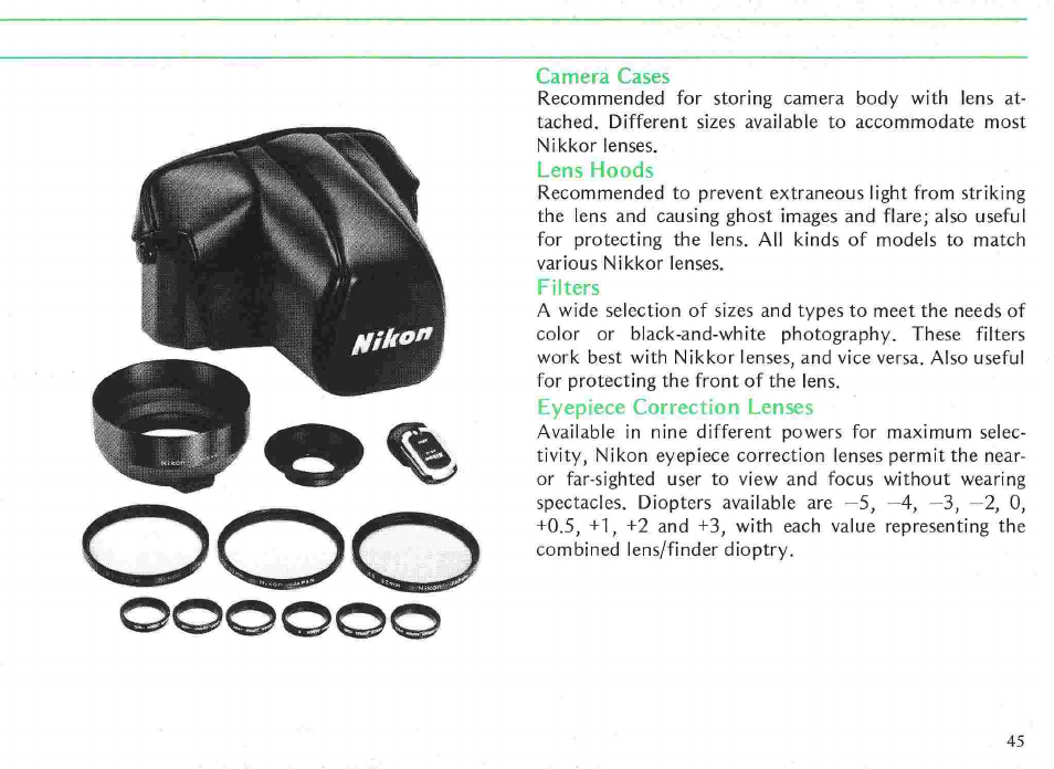 Accessories, Md-12 motor drive unit | Nikon fe User Manual | Page 45 / 49