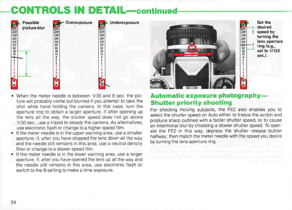 Shooting on auto | Nikon fe2 User Manual | Page 24 / 66