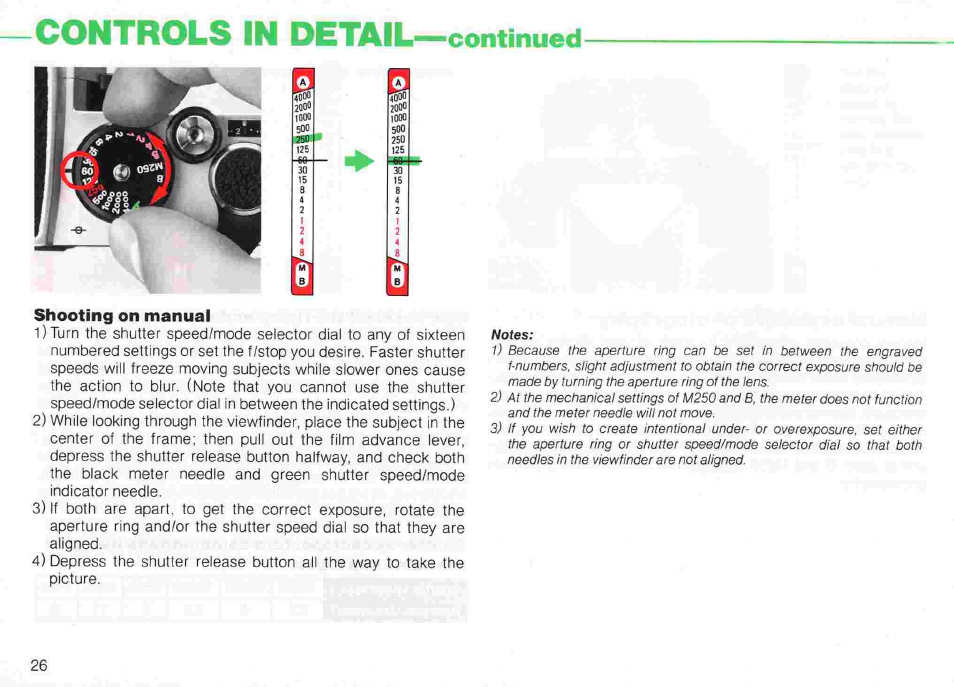 How to select the f/stop and shutter speed, Manual exposure photography | Nikon fe2 User Manual | Page 26 / 66