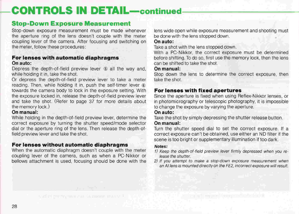 Nikon fe2 User Manual | Page 28 / 66
