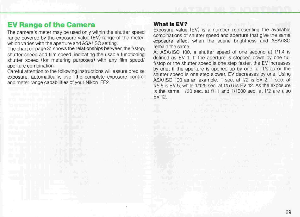 For lenses with automatic diaphragms, For lenses without automatic diaphragms, For lenses with fixed apertures | Controls detail, Continued, Stop-down exposure measurement | Nikon fe2 User Manual | Page 29 / 66