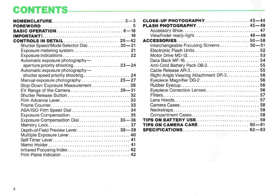 Nikon fe2 User Manual | Page 4 / 66