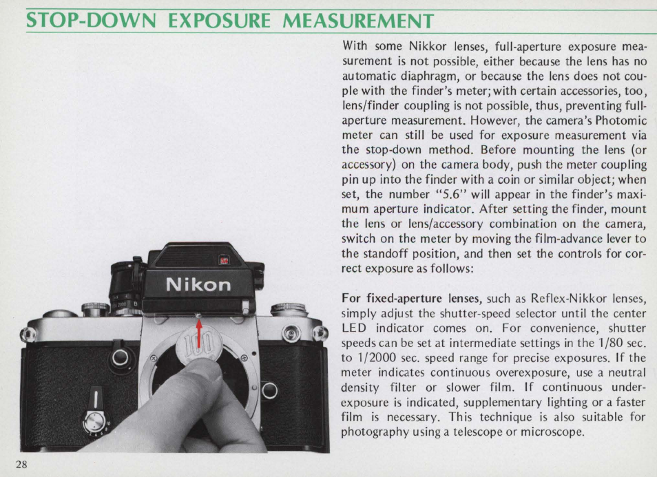Focusing—continued | Nikon f2 User Manual | Page 28 / 70