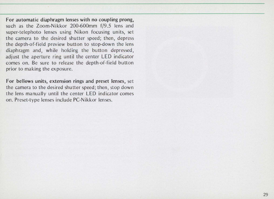 Depth of field | Nikon f2 User Manual | Page 29 / 70