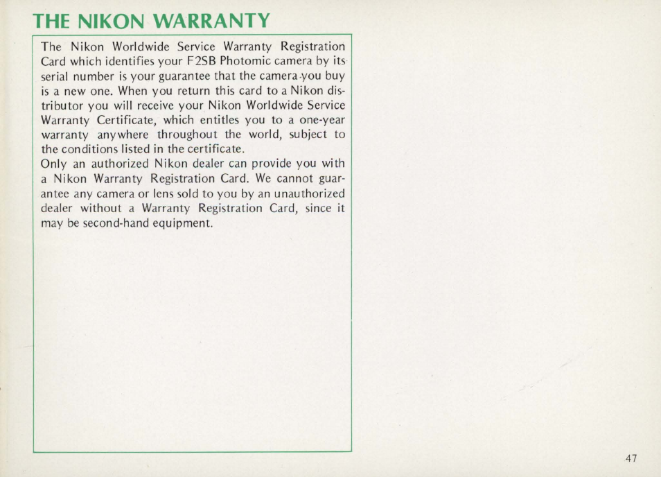 Exposure compensation | Nikon f2 User Manual | Page 47 / 70