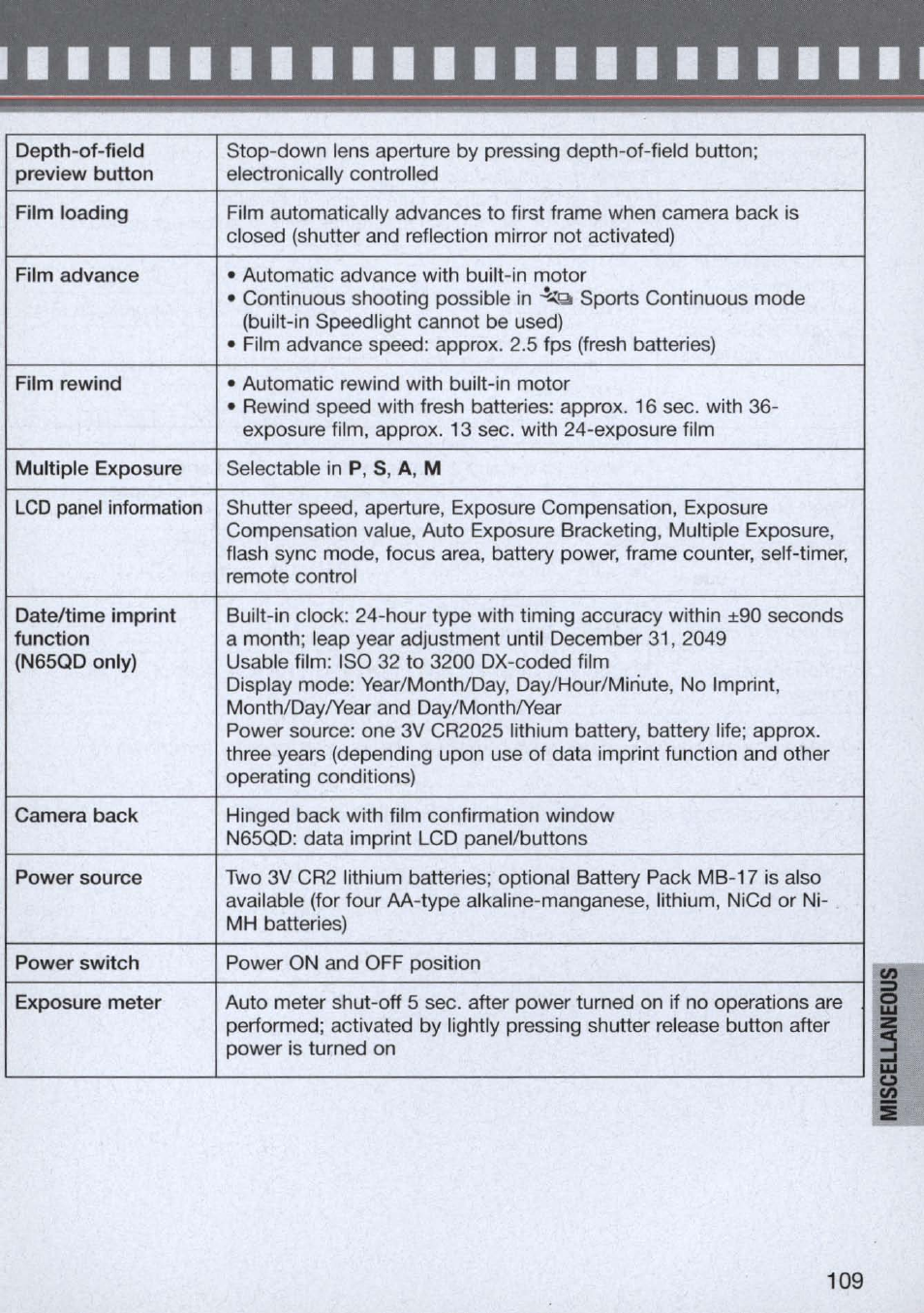 Nikon n65 User Manual | Page 109 / 116