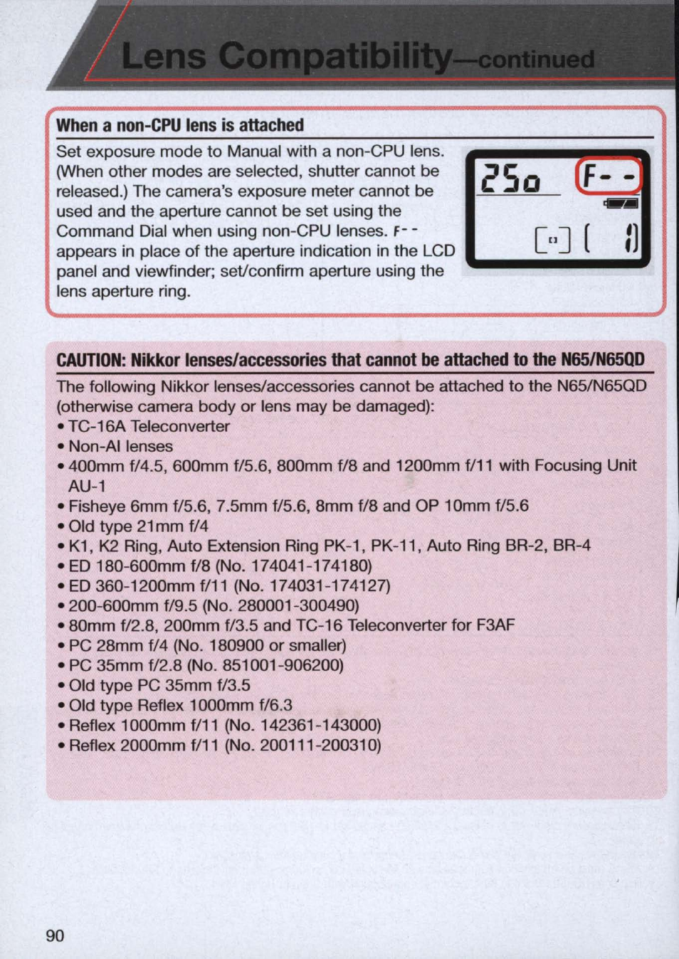 C " 3( ¡1 | Nikon n65 User Manual | Page 90 / 116