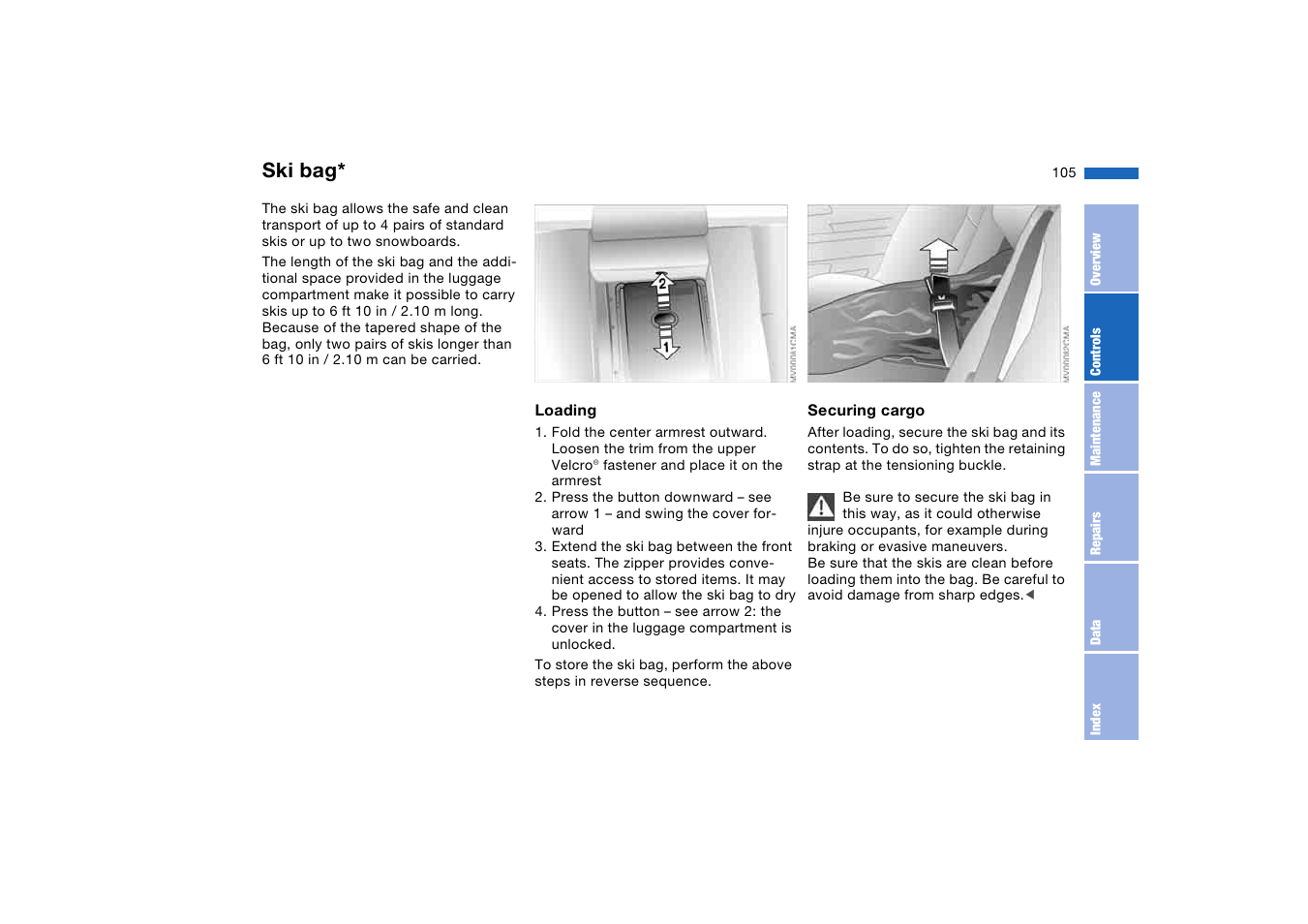 Ski bag | BMW 2006 bmw 325i User Manual | Page 105 / 174