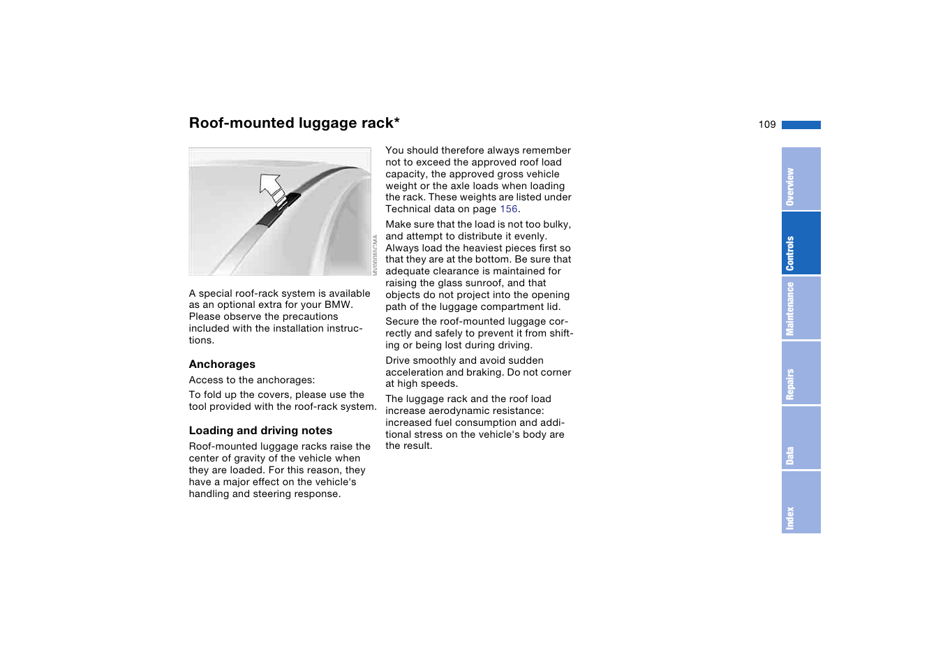 Roof-mounted luggage rack, Roof-mounted luggage, Rack | BMW 2006 bmw 325i User Manual | Page 109 / 174