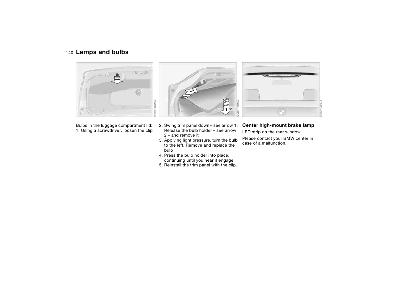 Lamps and bulbs | BMW 2006 bmw 325i User Manual | Page 140 / 174