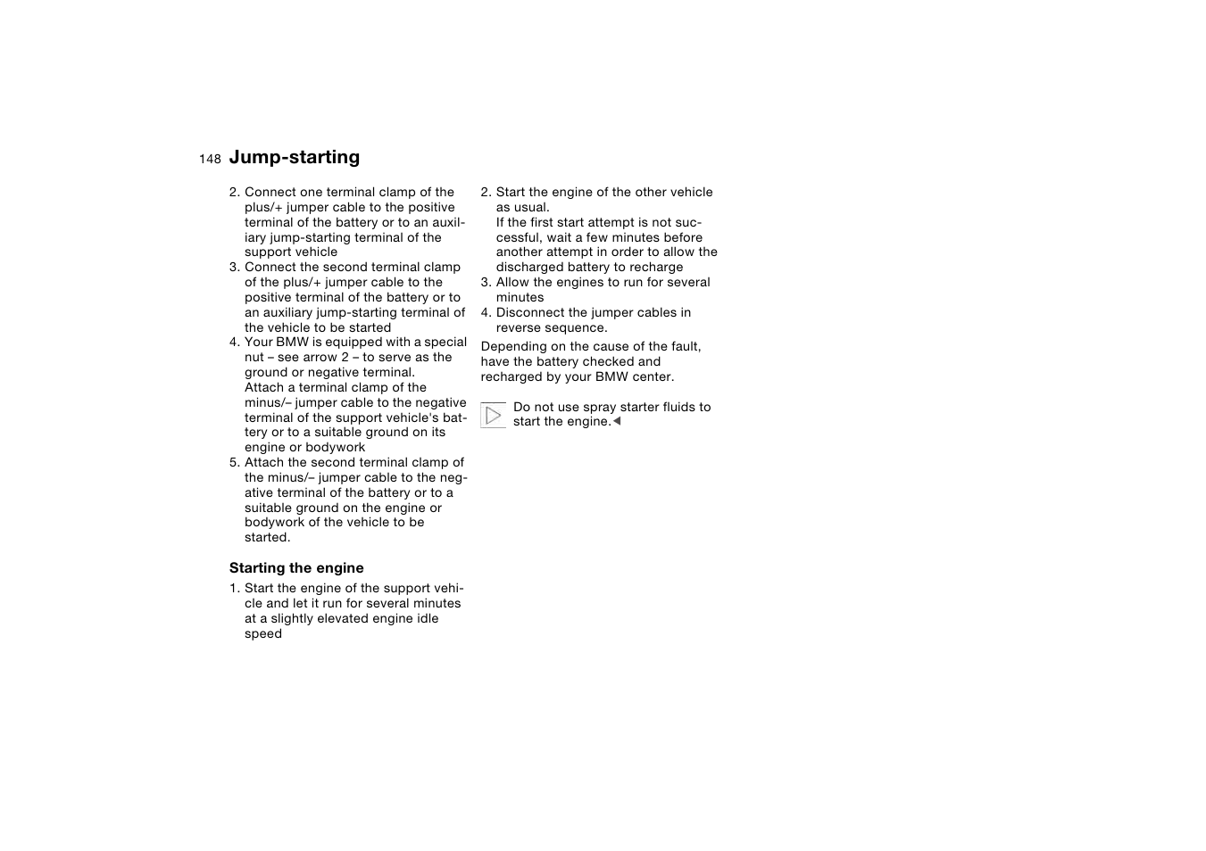 Jump-starting | BMW 2006 bmw 325i User Manual | Page 148 / 174