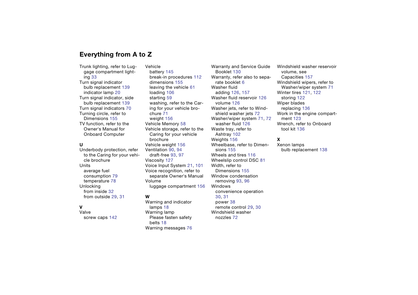 Everything from a to z | BMW 2006 bmw 325i User Manual | Page 170 / 174