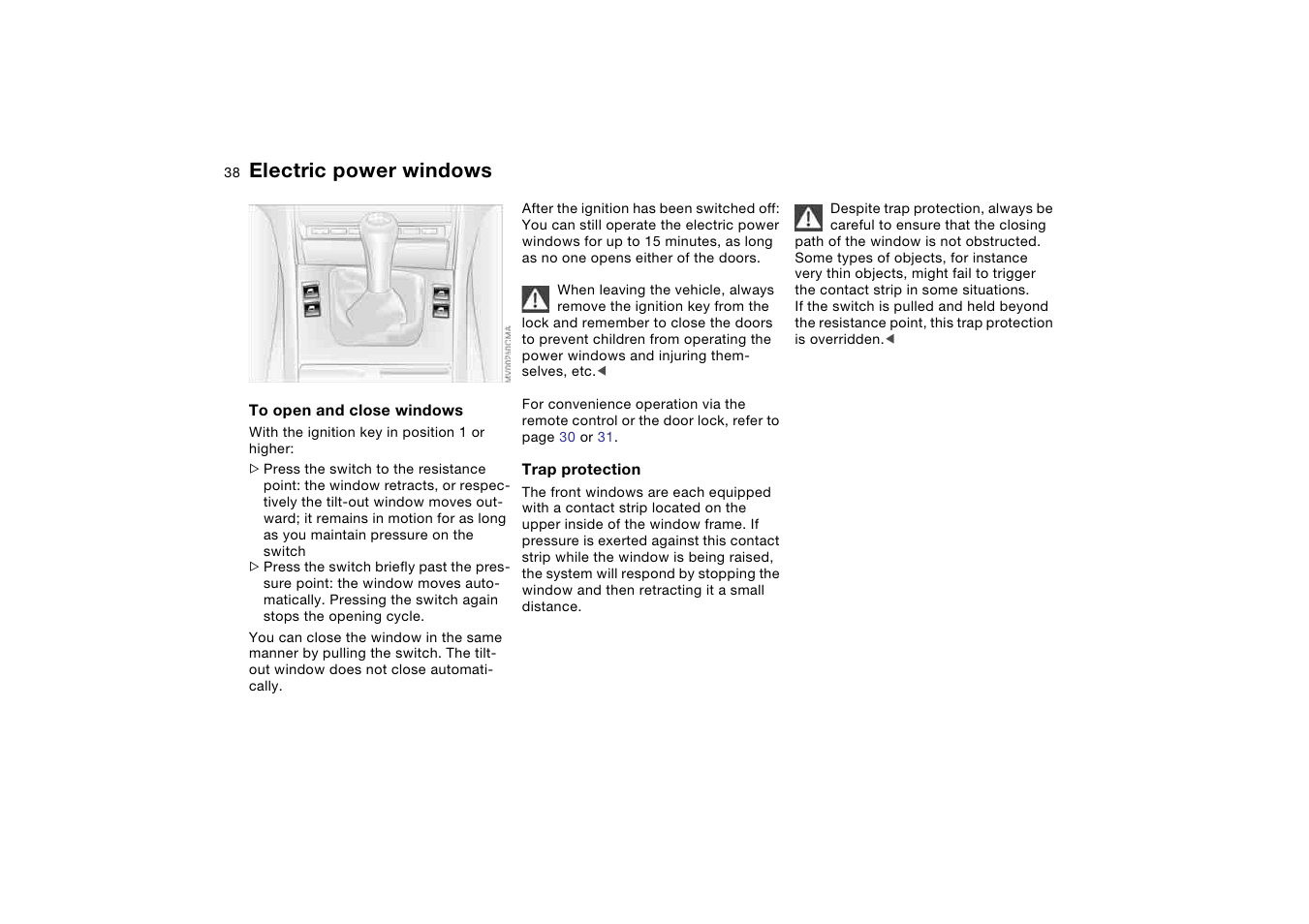 Electric power windows | BMW 2006 bmw 325i User Manual | Page 38 / 174