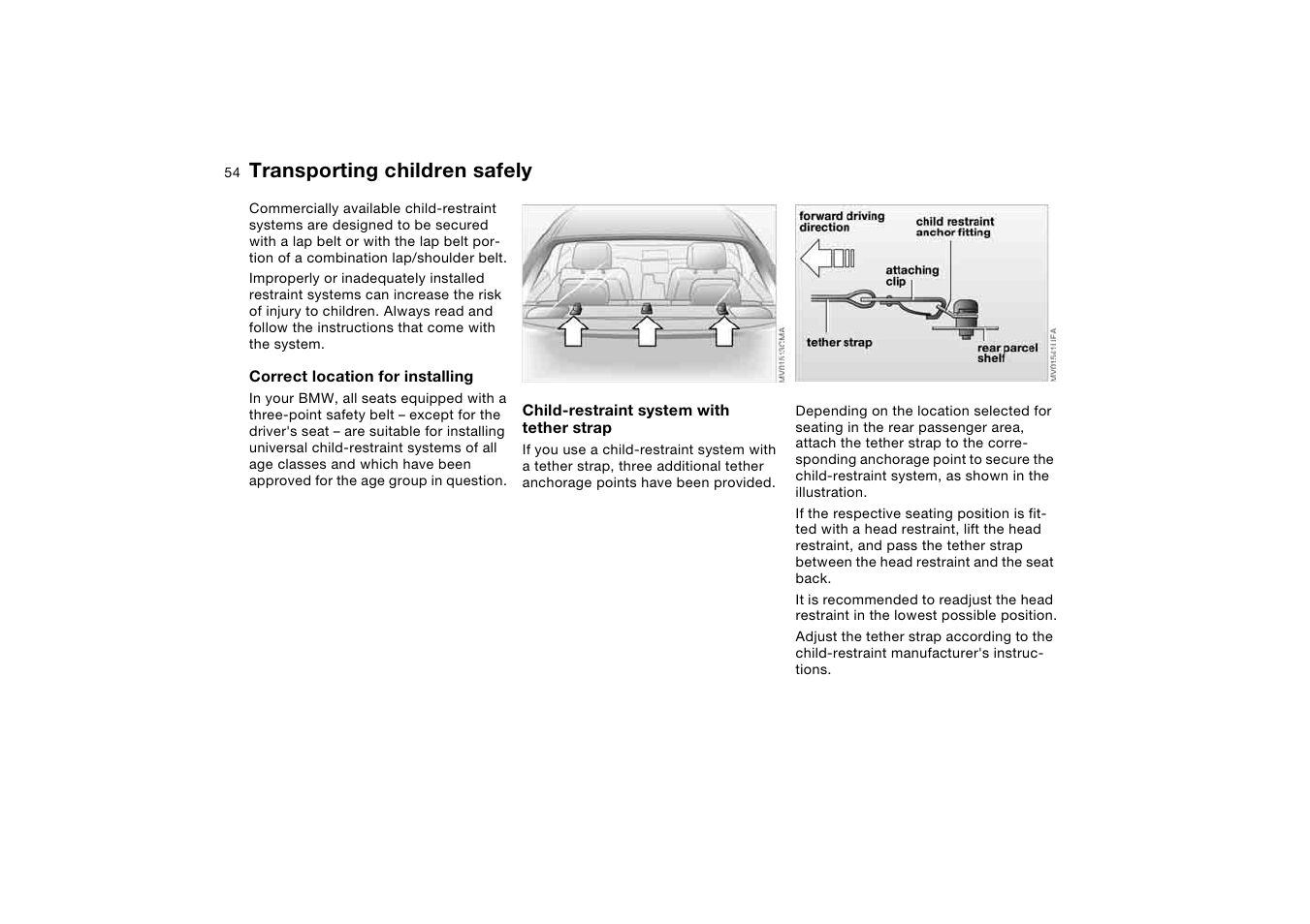 Transporting children safely | BMW 2006 bmw 325i User Manual | Page 54 / 174