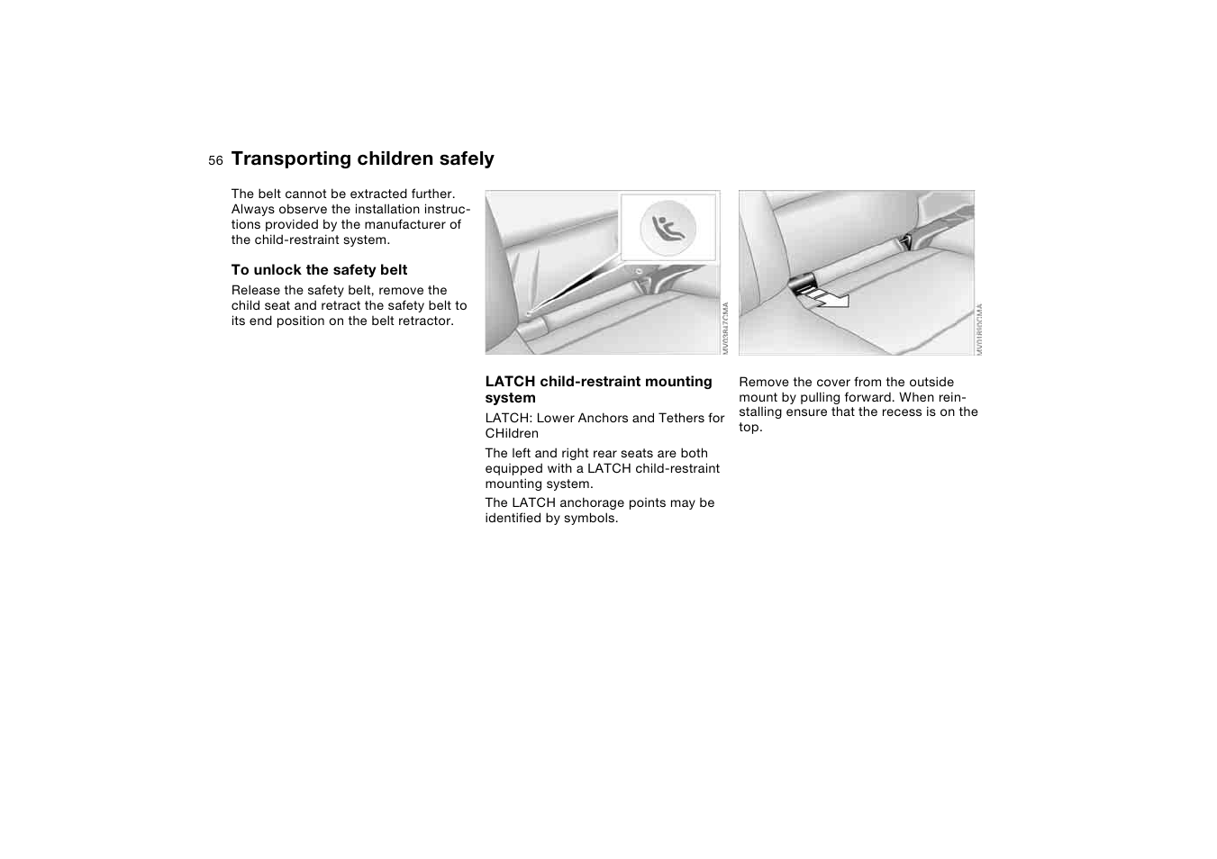 Transporting children safely | BMW 2006 bmw 325i User Manual | Page 56 / 174