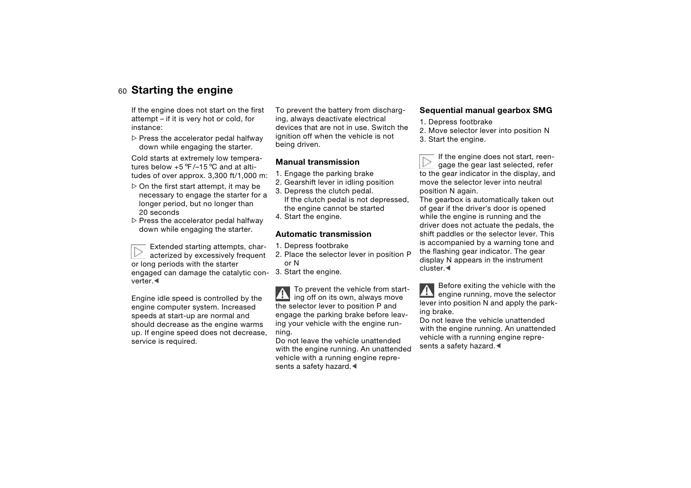 Starting the engine | BMW 2006 bmw 325i User Manual | Page 60 / 174