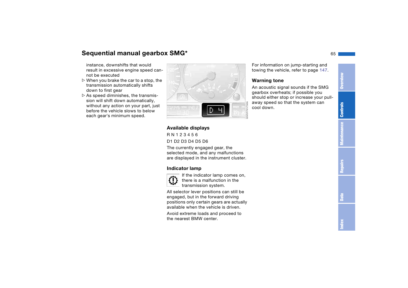 Sequential manual gearbox smg | BMW 2006 bmw 325i User Manual | Page 65 / 174