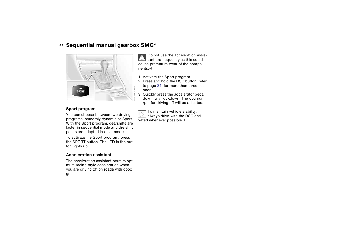 Sequential manual gearbox smg | BMW 2006 bmw 325i User Manual | Page 66 / 174