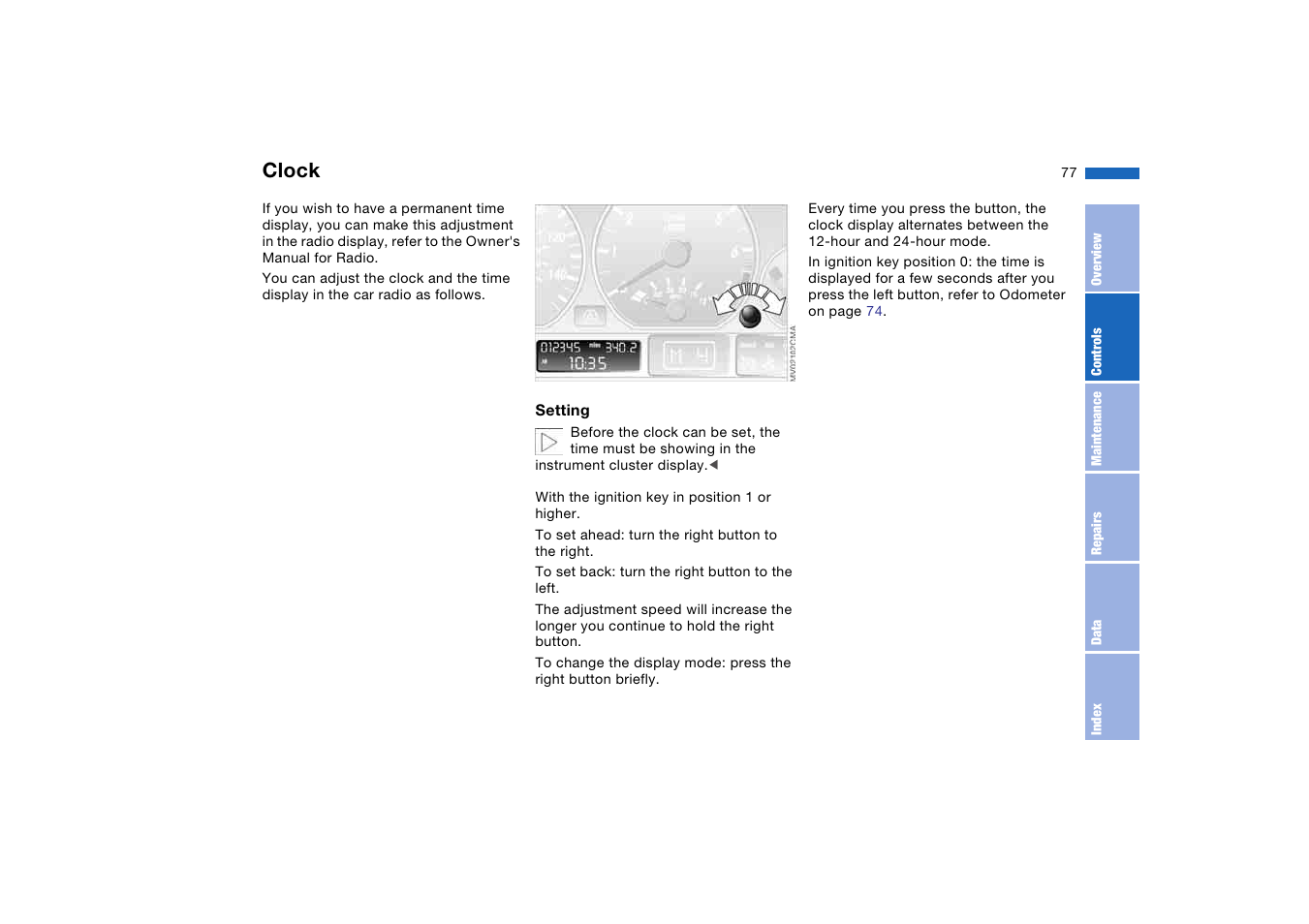 Clock | BMW 2006 bmw 325i User Manual | Page 77 / 174