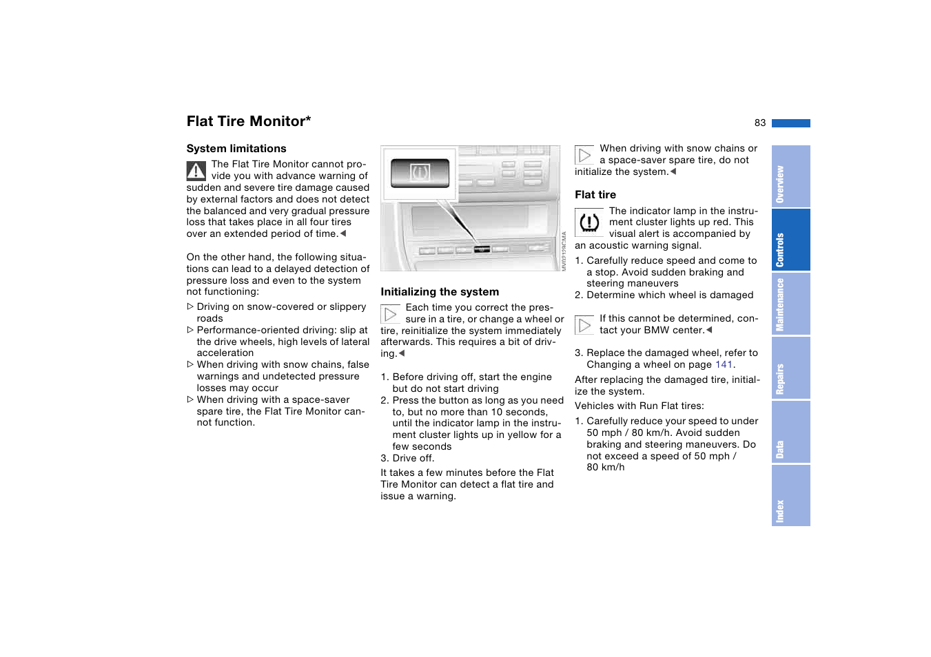 Flat tire monitor | BMW 2006 bmw 325i User Manual | Page 83 / 174