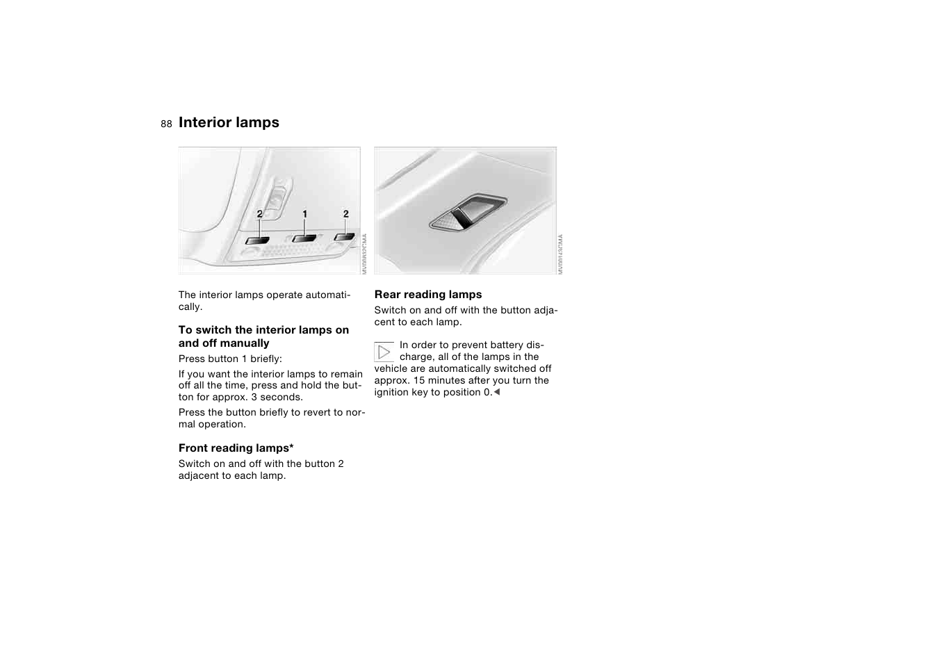 Interior lamps | BMW 2006 bmw 325i User Manual | Page 88 / 174