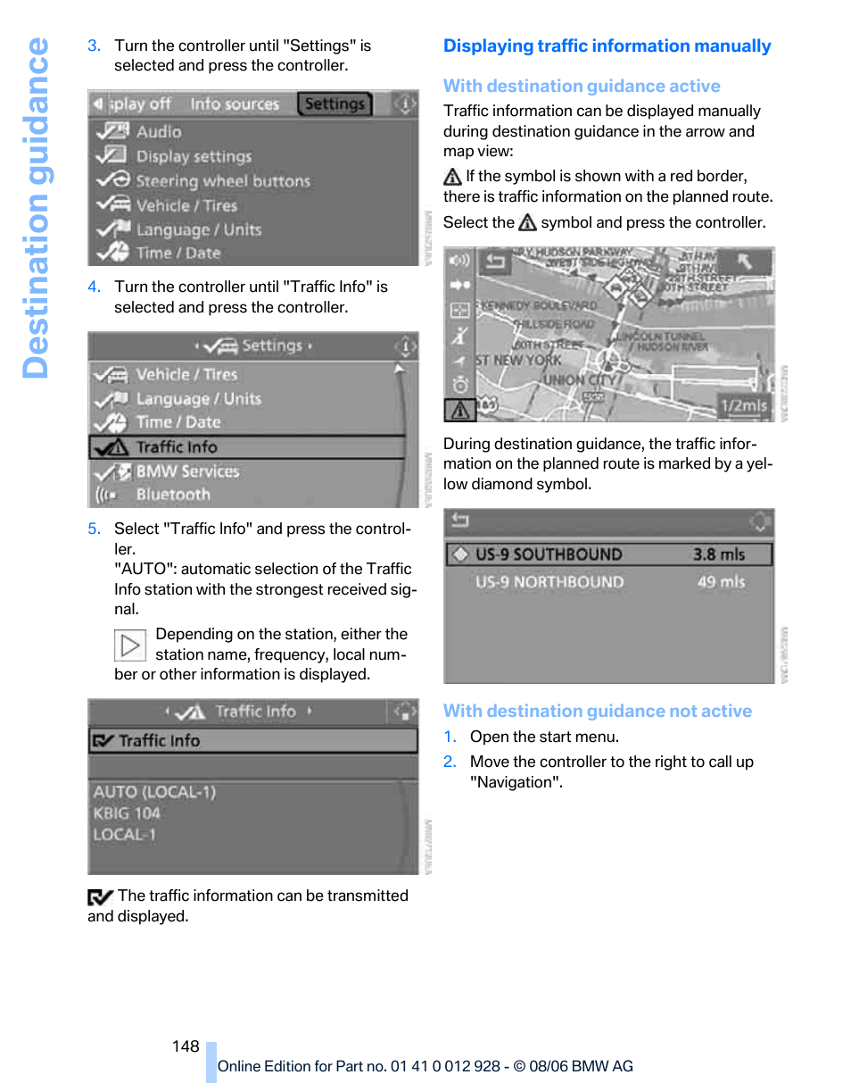 Destination guidance | BMW 2007 bmw 328i User Manual | Page 150 / 268