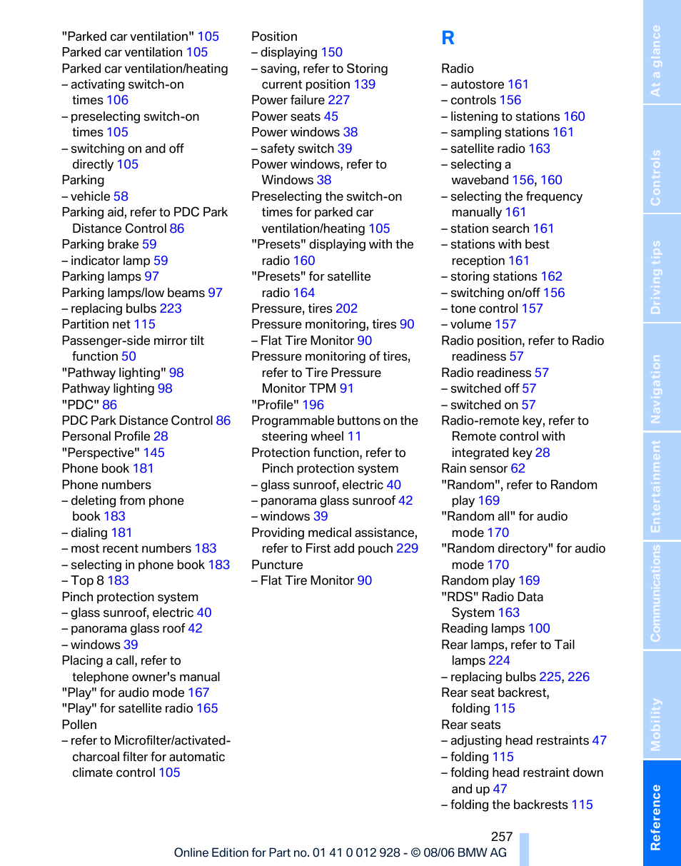 BMW 2007 bmw 328i User Manual | Page 259 / 268