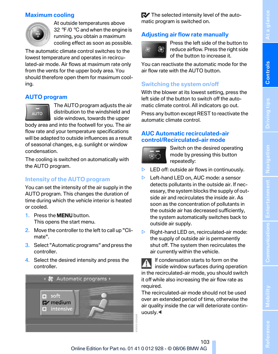 Auto program | BMW 2007 bmw 328i User Manual | Page 105 / 268