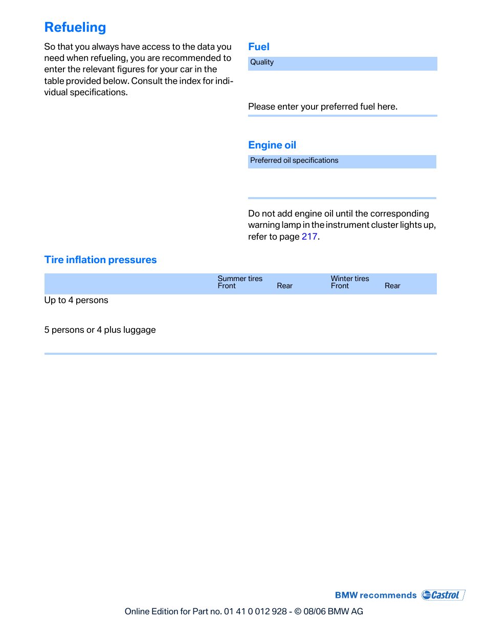 Refueling | BMW 2007 bmw 328i User Manual | Page 267 / 268