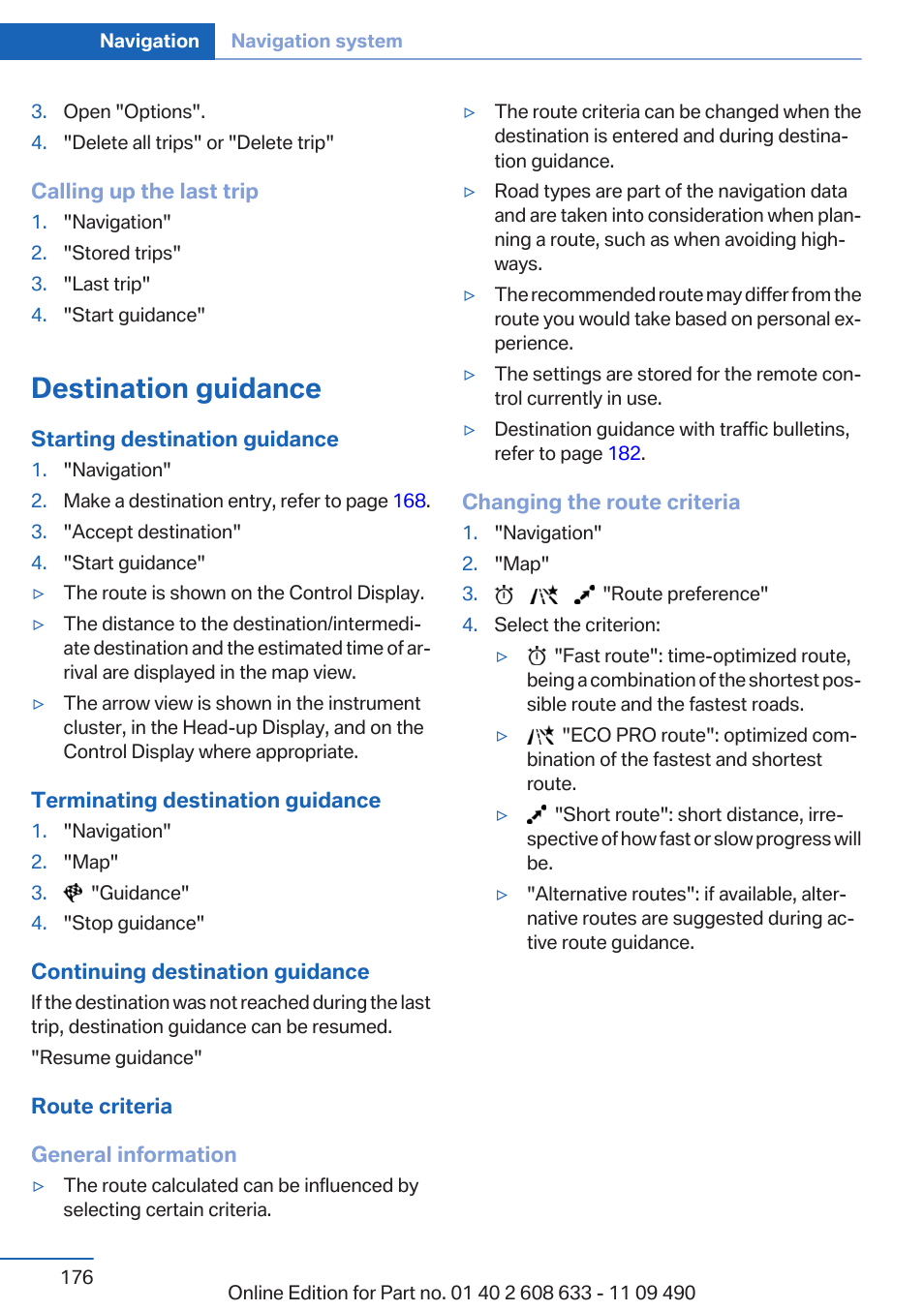 Destination guidance | BMW 2007 bmw 328i User Manual | Page 176 / 325