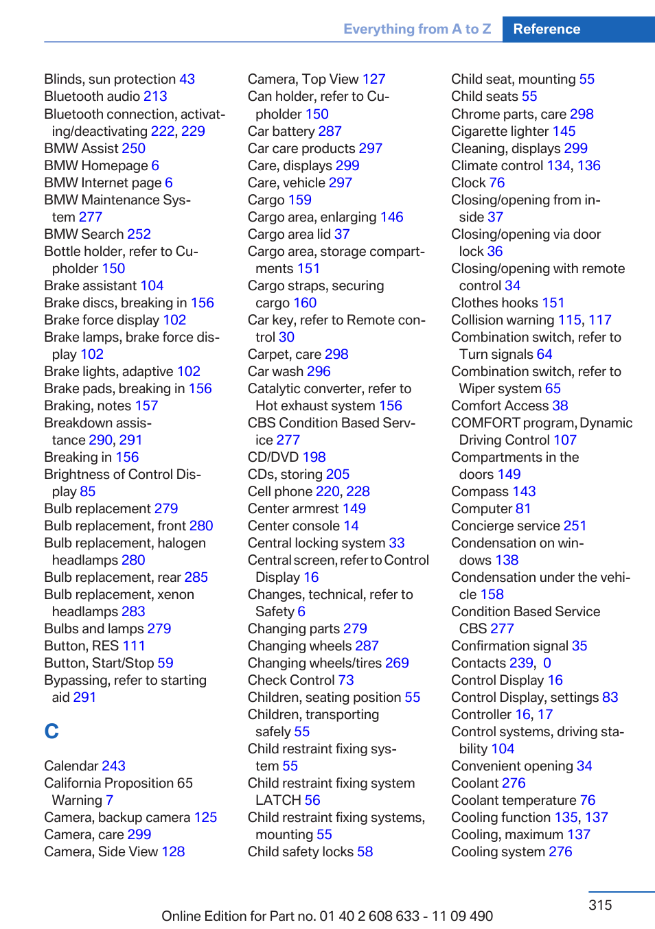 BMW 2007 bmw 328i User Manual | Page 315 / 325