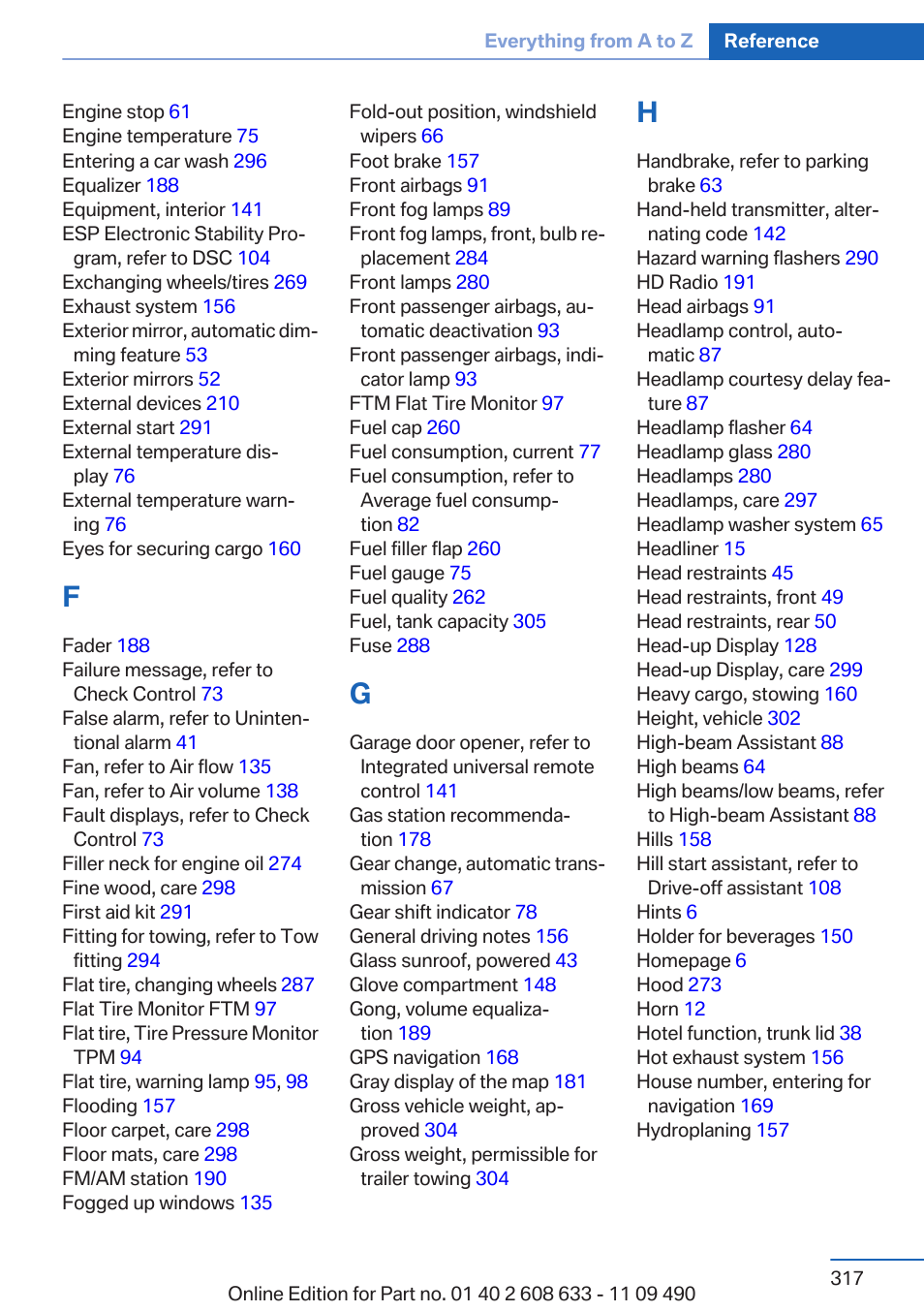 BMW 2007 bmw 328i User Manual | Page 317 / 325