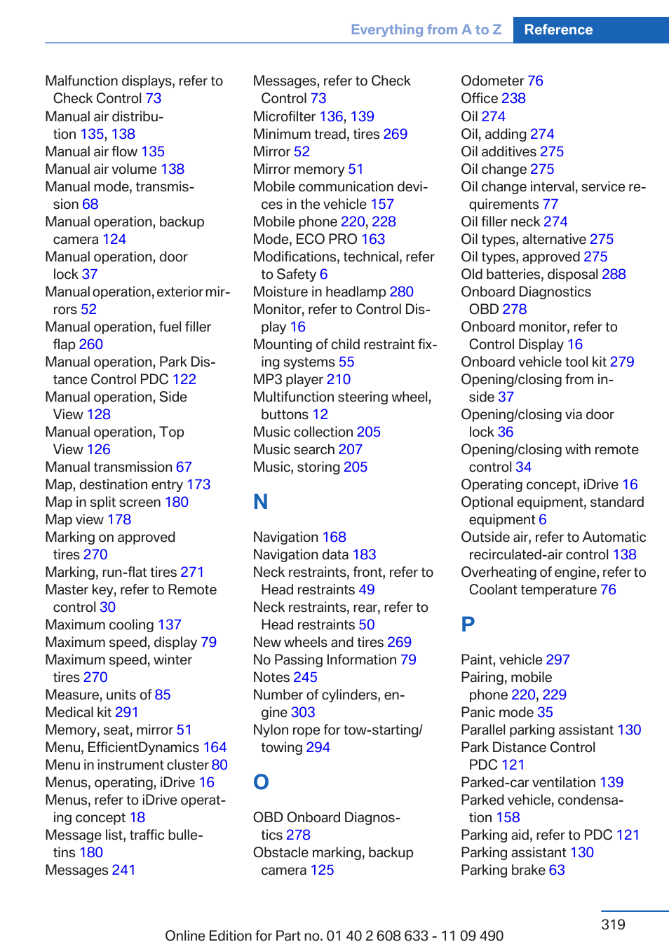 BMW 2007 bmw 328i User Manual | Page 319 / 325