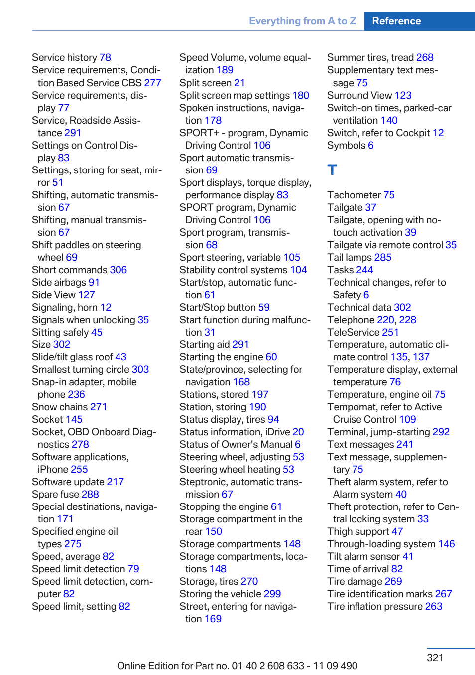 BMW 2007 bmw 328i User Manual | Page 321 / 325