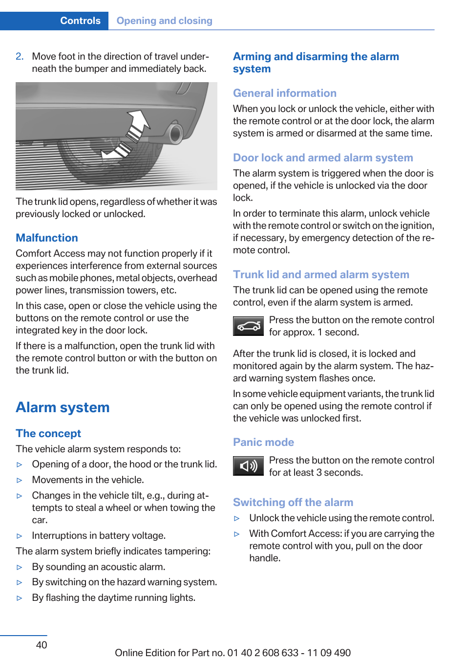 Alarm system | BMW 2007 bmw 328i User Manual | Page 40 / 325