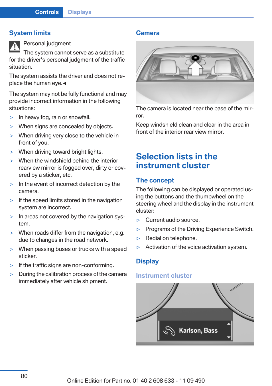 Selection lists in the instrument cluster, Selection lists | BMW 2007 bmw 328i User Manual | Page 80 / 325