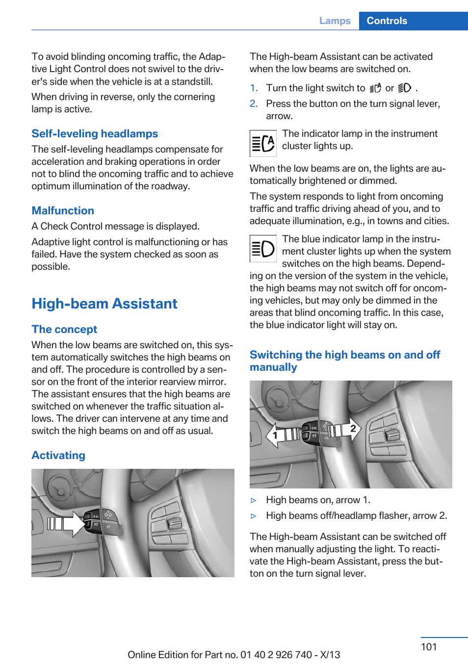 High-beam assistant | BMW X5 User Manual | Page 101 / 265
