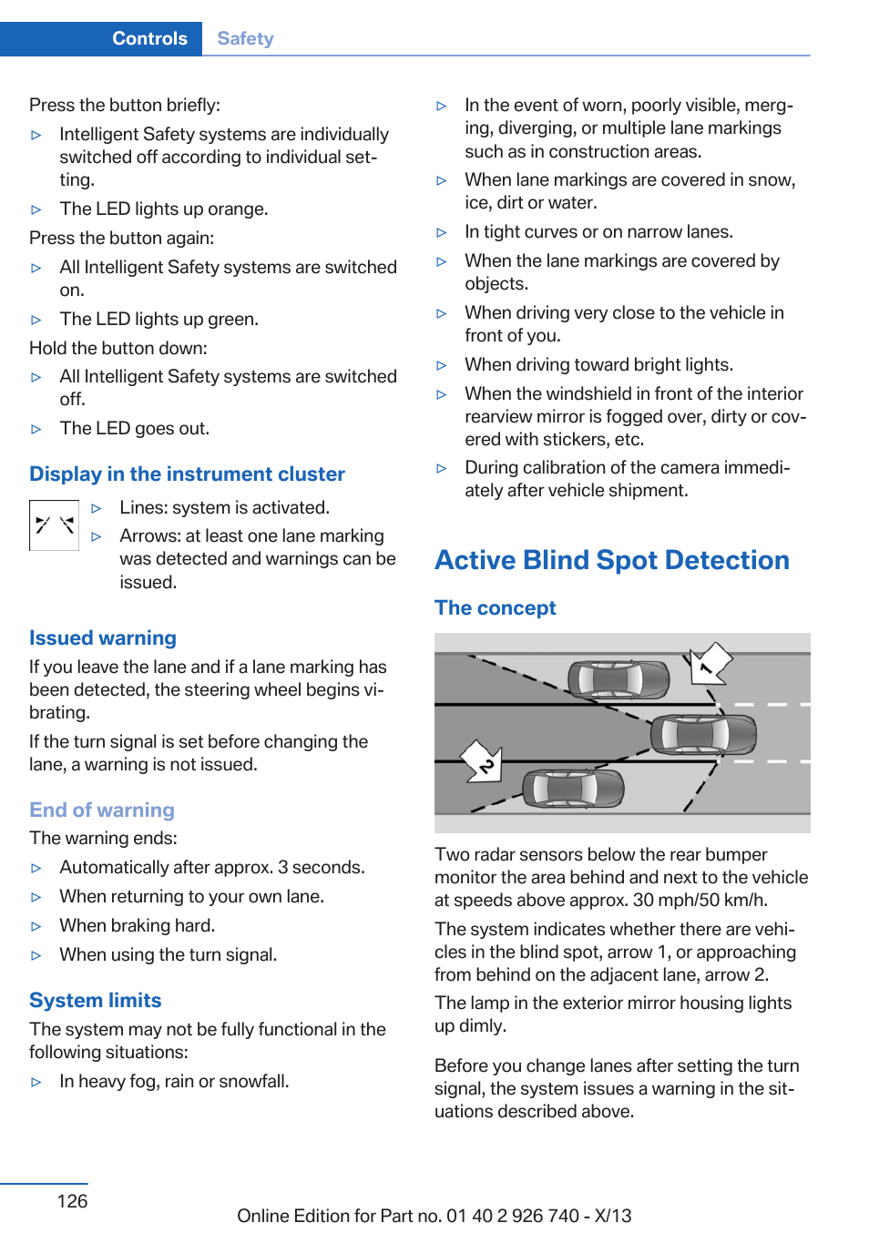 Active blind spot detection | BMW X5 User Manual | Page 126 / 265