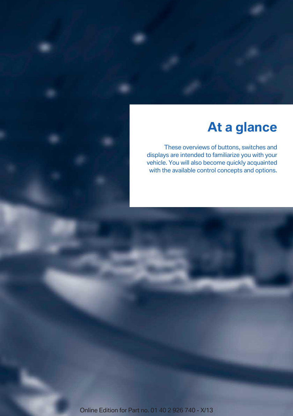 At a glance | BMW X5 User Manual | Page 13 / 265