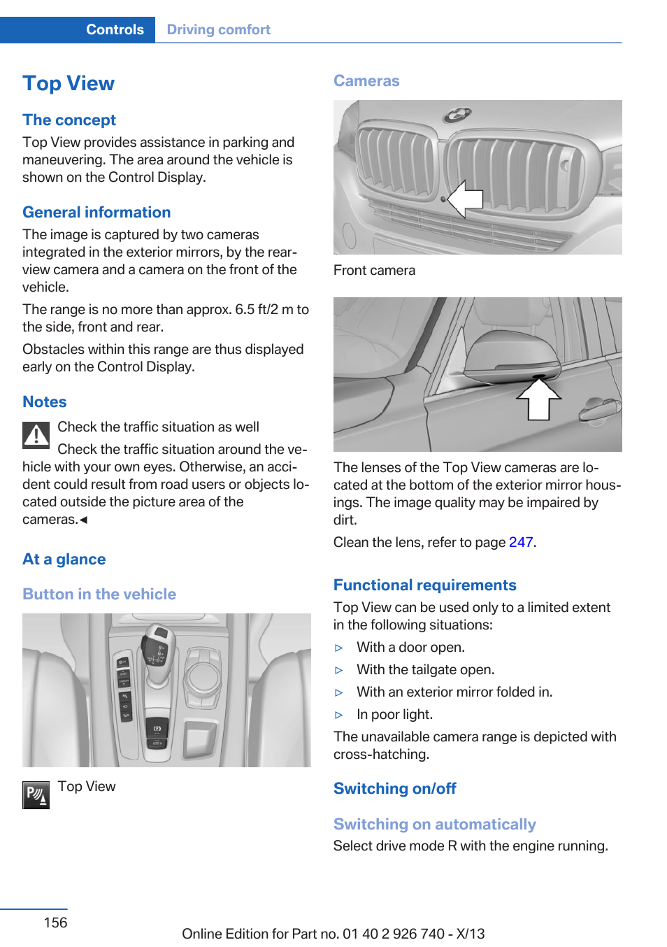 Top view | BMW X5 User Manual | Page 156 / 265