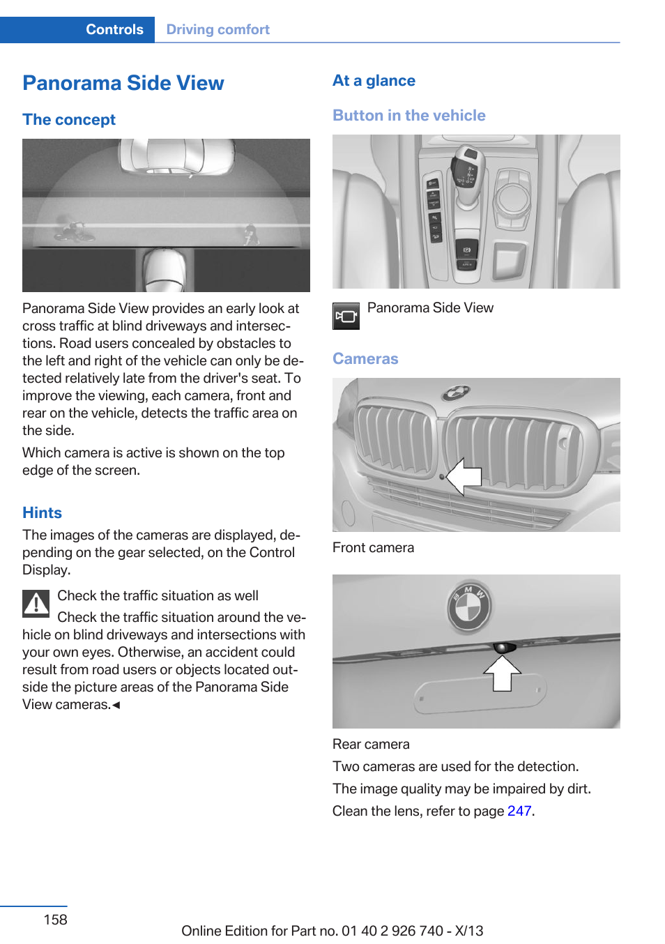 Panorama side view | BMW X5 User Manual | Page 158 / 265