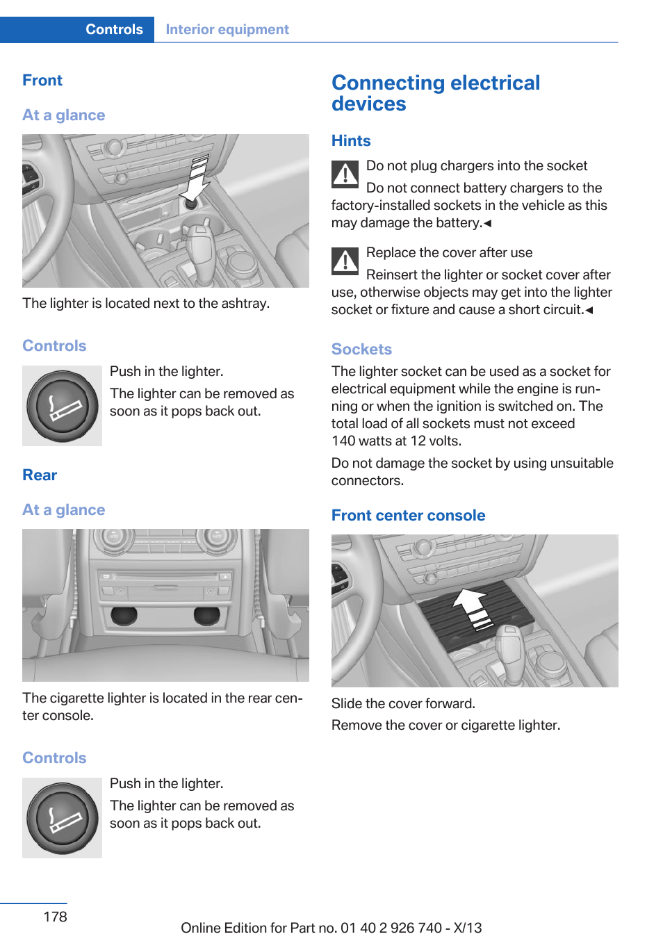 Connecting electrical devices | BMW X5 User Manual | Page 178 / 265